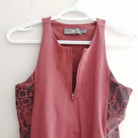 Adidas by Stella McCartney Run Leo 1/4 Zip Tank with Mesh Sides Vent Back Medium - Picture 5 of 14